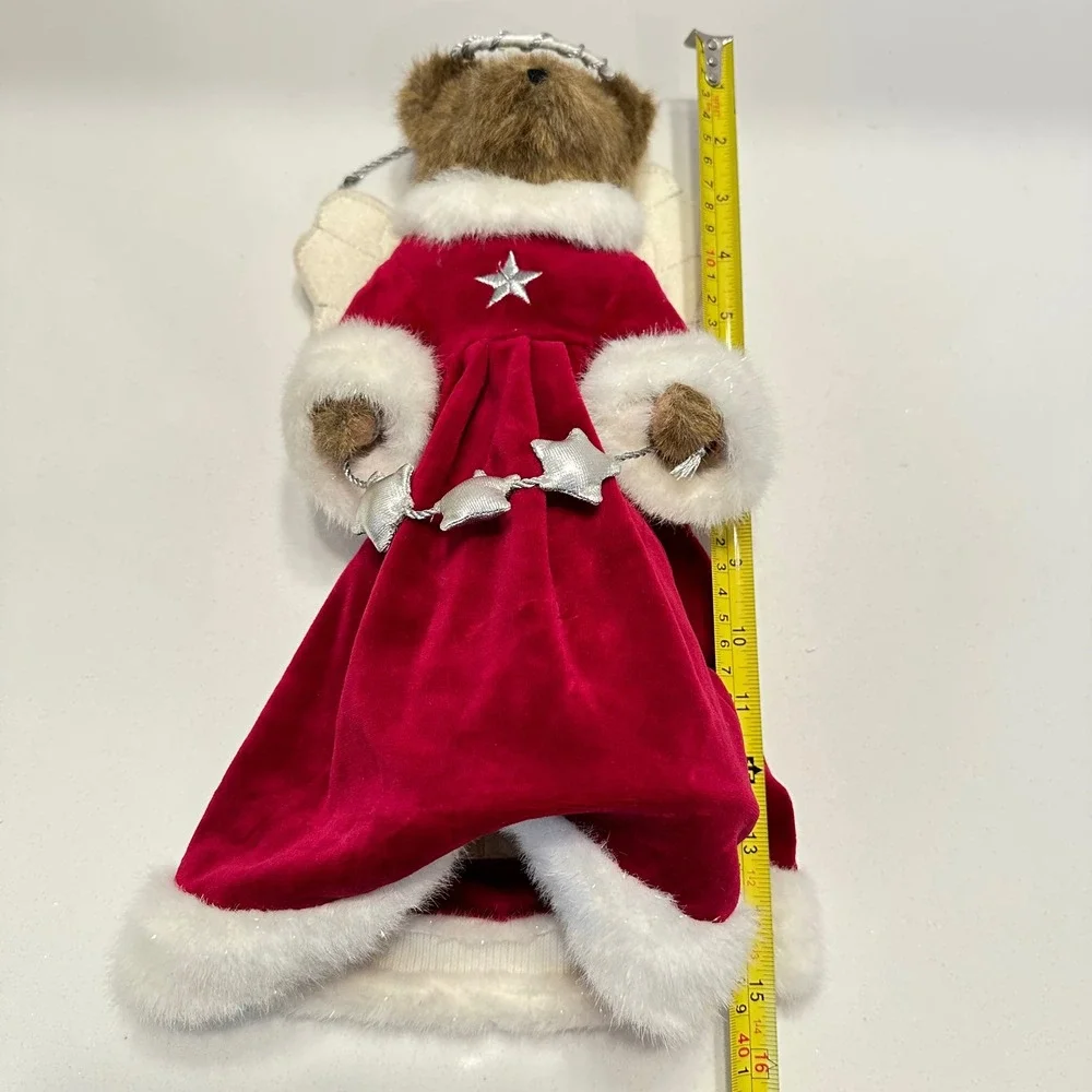 Vintage Boyds Bears Christmas Angel Bear‎ Tree Topper Red Velvet Stars Plush